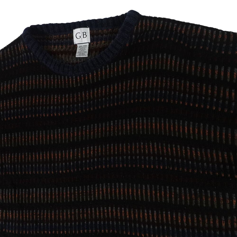 Geoffrey Beene Y2K Vintage Striped Crew Neck Sweater Men's XXL